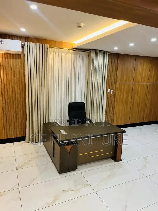 L-Shaped Executive Office Desk and Chair · Photo 1