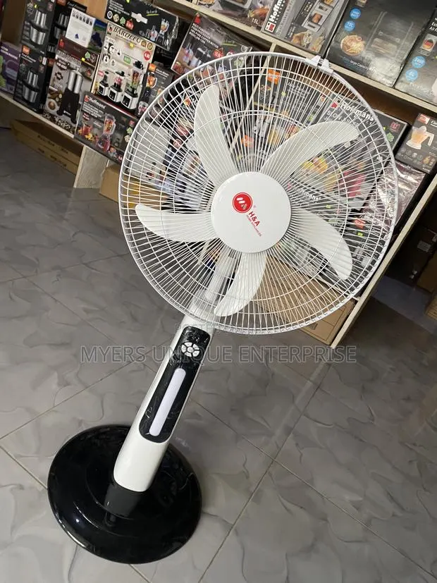 18" Rechargeable Standing Fan With LED Light + Remote · Photo 1