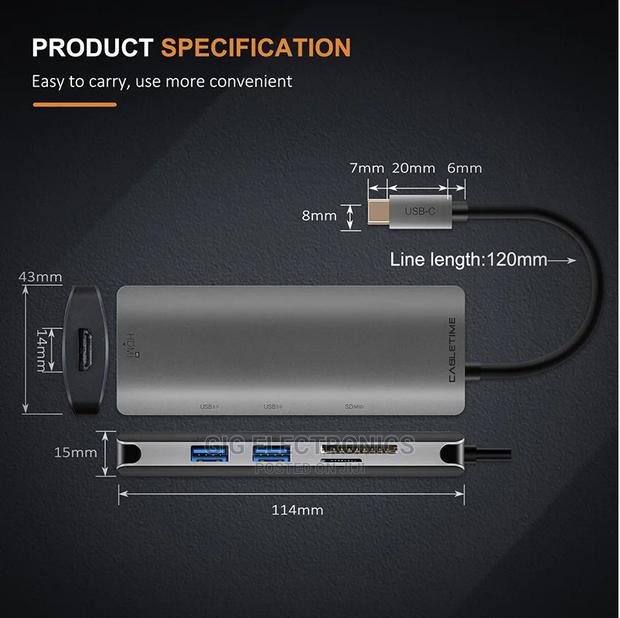 Type C Hub 6 In 1 Hdmi - 2 Usb 3.0 - Sd Card Tf Usb-c 3.0 · Photo 3