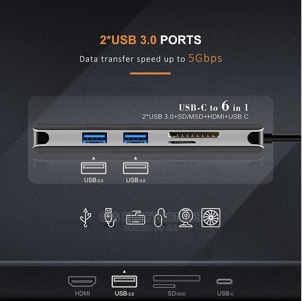 Type C Hub 6 In 1 Hdmi - 2 Usb 3.0 - Sd Card Tf Usb-c 3.0 · Photo 7