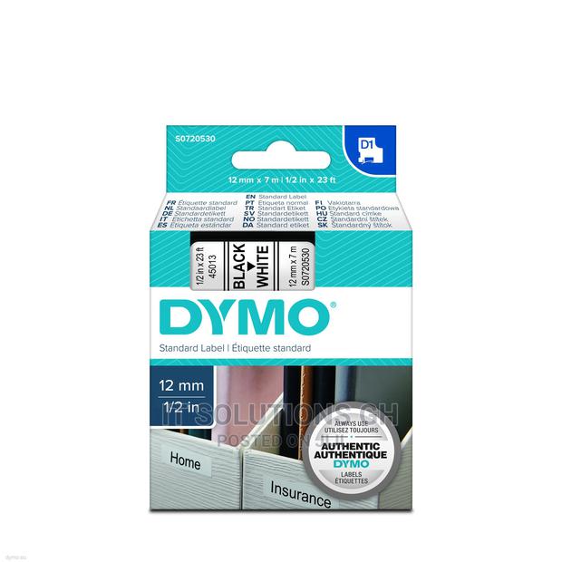 Dymo D1 Standard Labelling Tape 12mm X 7m -Black on White · Photo 1
