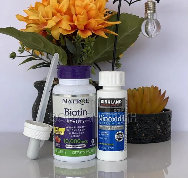 Natrol Biotin [10,000mcg ] + Undiluted Kirkland Minoxidil · Photo 1