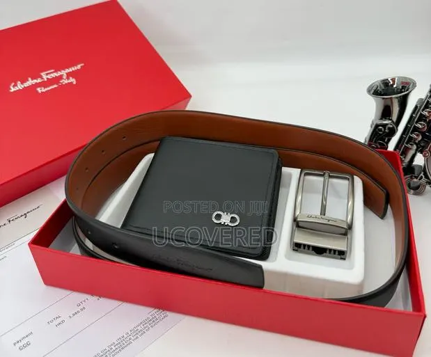 Salvatore Ferragamo Men’S Bifold Flip Id Wallet + Belt · Photo 1