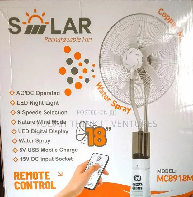 18 Inch Solar Rechargeable Mist Fan · Photo 1