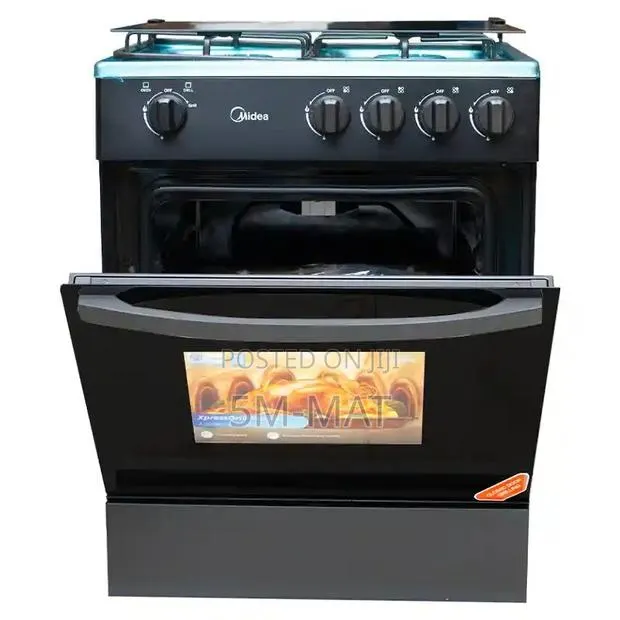 Midea 4 Burner 60 X 60cm Gas Cooker With Grill – Black (24tmg4g081-B) · Photo 1