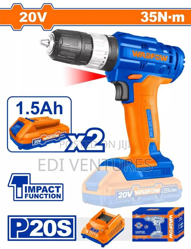 Wadfow Lithium Ion Cordless Drill 20volts · Photo 1