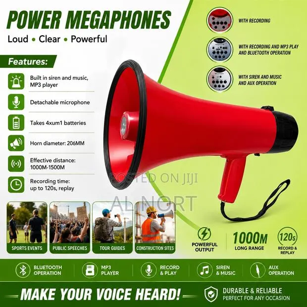 Power Megaphone HJ-H010 – Red – Recording, MP3 Bluetooth · Photo 1