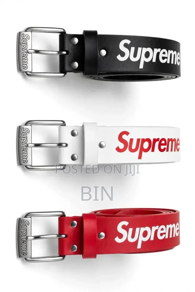 Supreme Belt 3 Colors - Original Leather - Black White Red · Photo 1