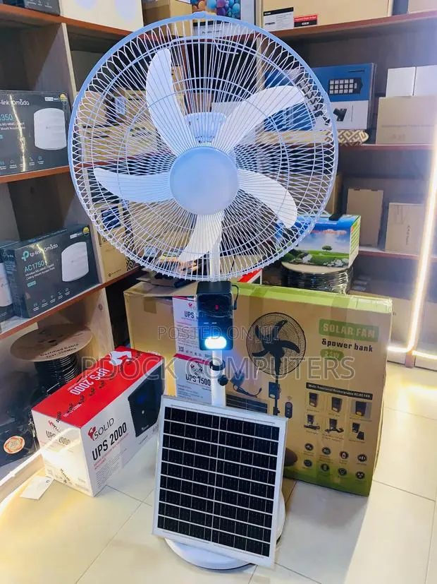 New 25W Multi-Functional Solar Rechargeable Standing Fan Power Bank · Photo 1