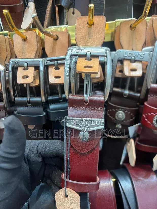 Authentic Polo Club Coffe Leather Mens Dress Belt