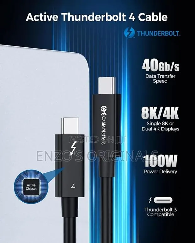 Thunderbolt 4 to Thunderbolt 4 Media Transfer Cable Oem Original · Photo 1