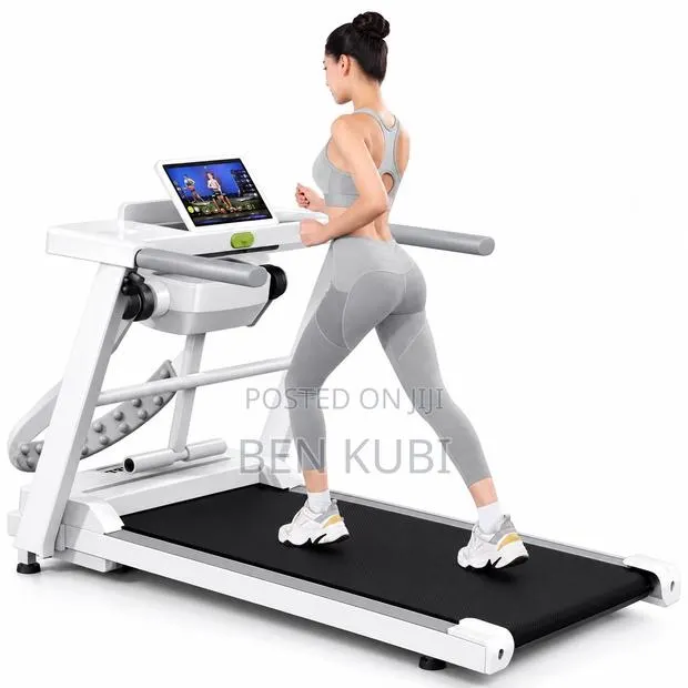 Electric Treadmill With Massager and LED Display 3.5 HP Motor-White · Photo 1