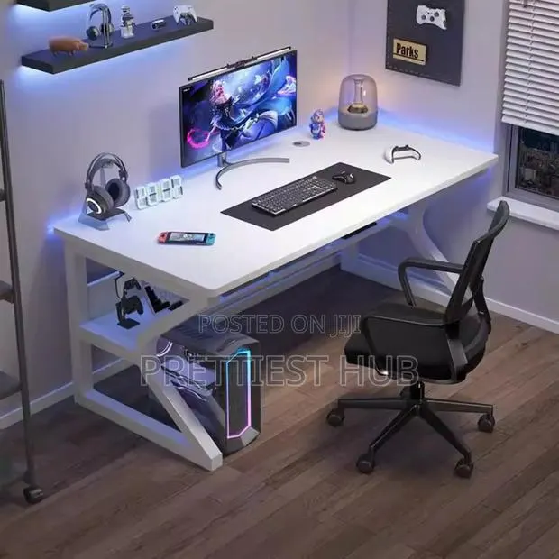 Gaming Office Studio Desk With Beneath Bookshelf · Photo 1