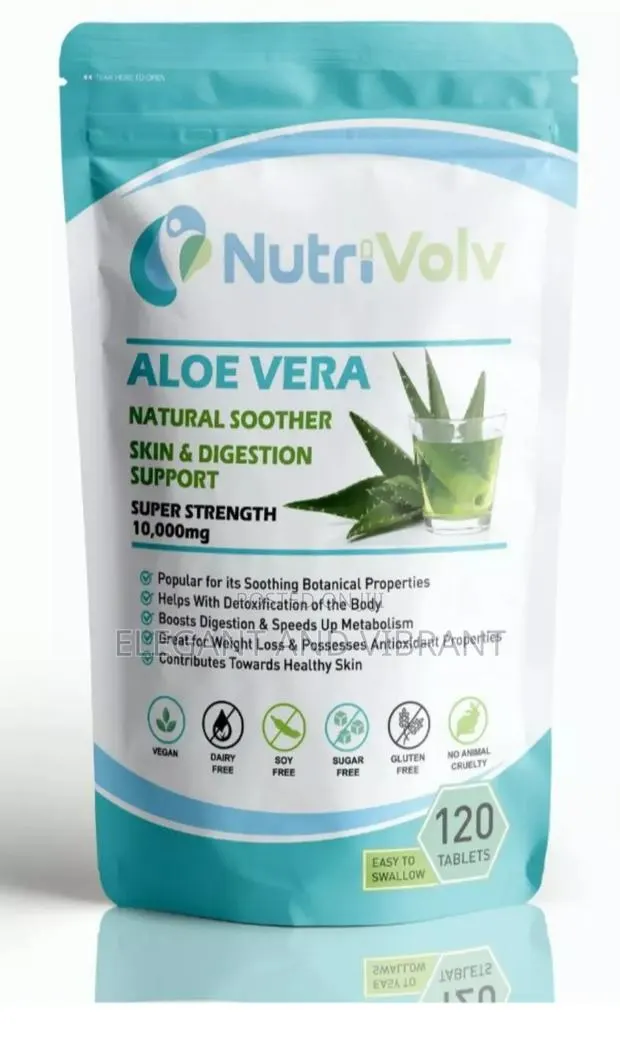 Aloe Vera 10000mg - 120 Tablets- Skin Colon, Digestion Detox · Photo 1