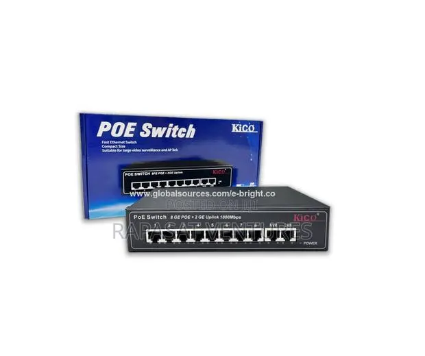 Kico 8-Port Ethernet RJ45 POE Switch + 2 Uplink 100mbps · Photo 1