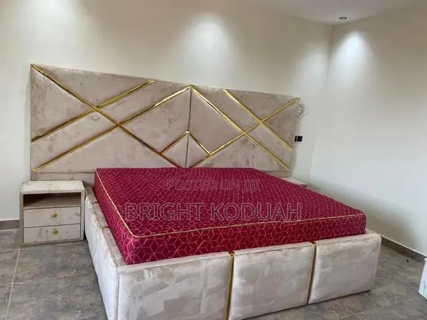 Large Head Fabric King Size Bed Frame With Side Drawers · Photo 1
