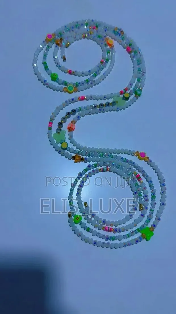 Crystal Waist Beads With Glow in the Dark Butterflies and Alphabets · Photo 1