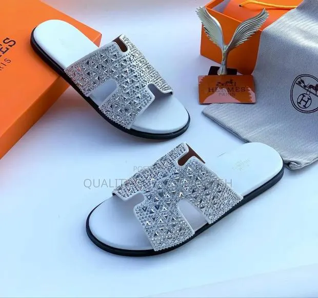 White Hermes Slippers · Photo 1