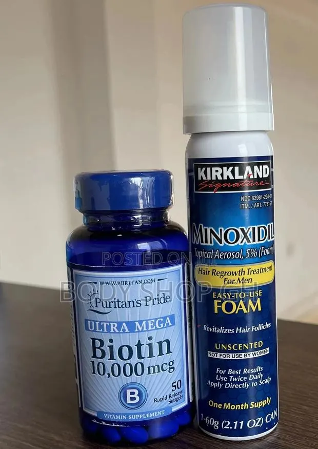 Puritans Pride Biotin +Kirkland Minoxidil Foam Combo · Photo 1