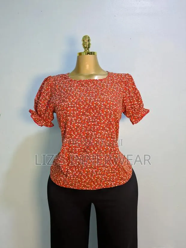 Floral Short-Sleeved, Scoop-Neck Blouse · Photo 1