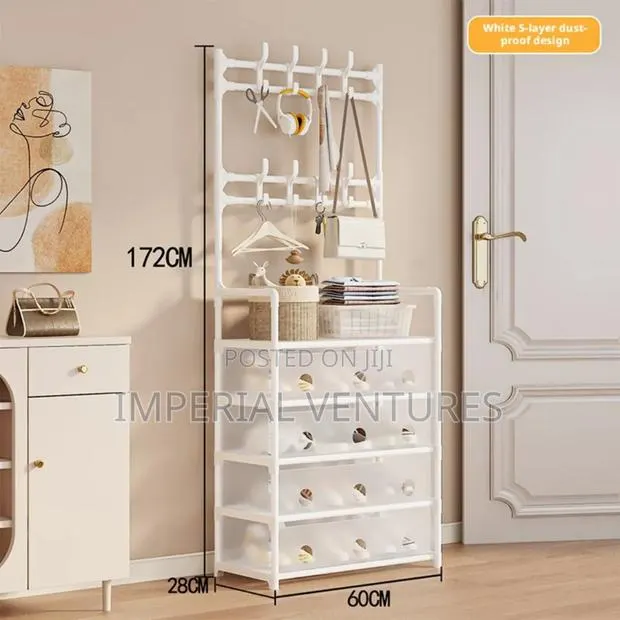 Dust Proof 5 Steps Metallic Shoe and Cloth Rack · Photo 1