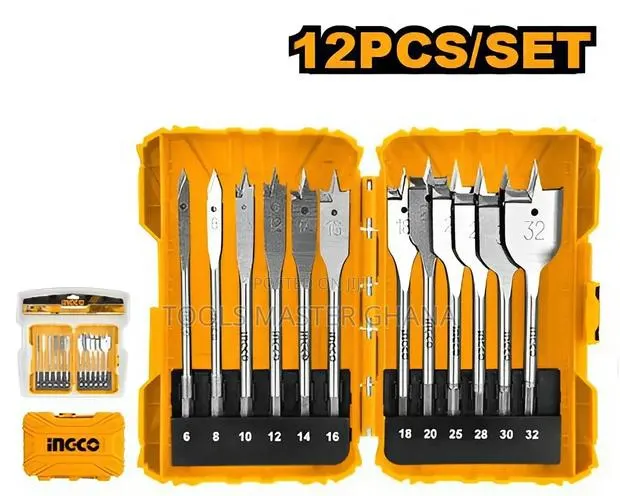 12 PCS Flat Wood Drill Bits Set - Akdl1201 · Photo 1