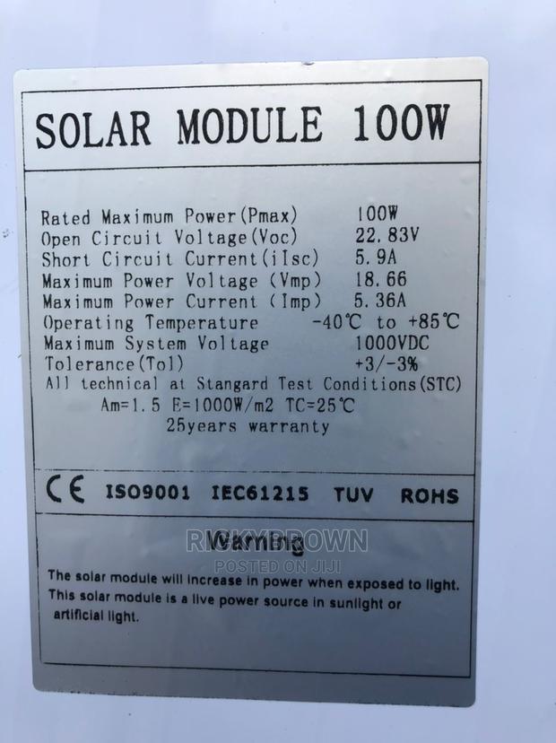 100watts MONO Solar Panel · Photo 1