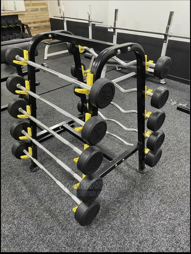 Ez Fixed Weight and Straight Bars Set With Rack 10kg- · Photo 1