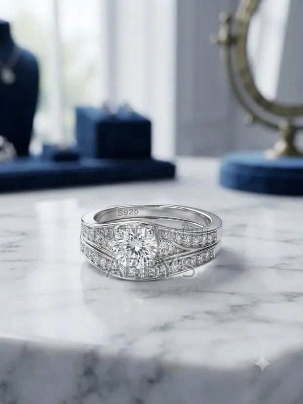 Radiant Pure Sterling 925 Ring Set-2pcs · Photo 1