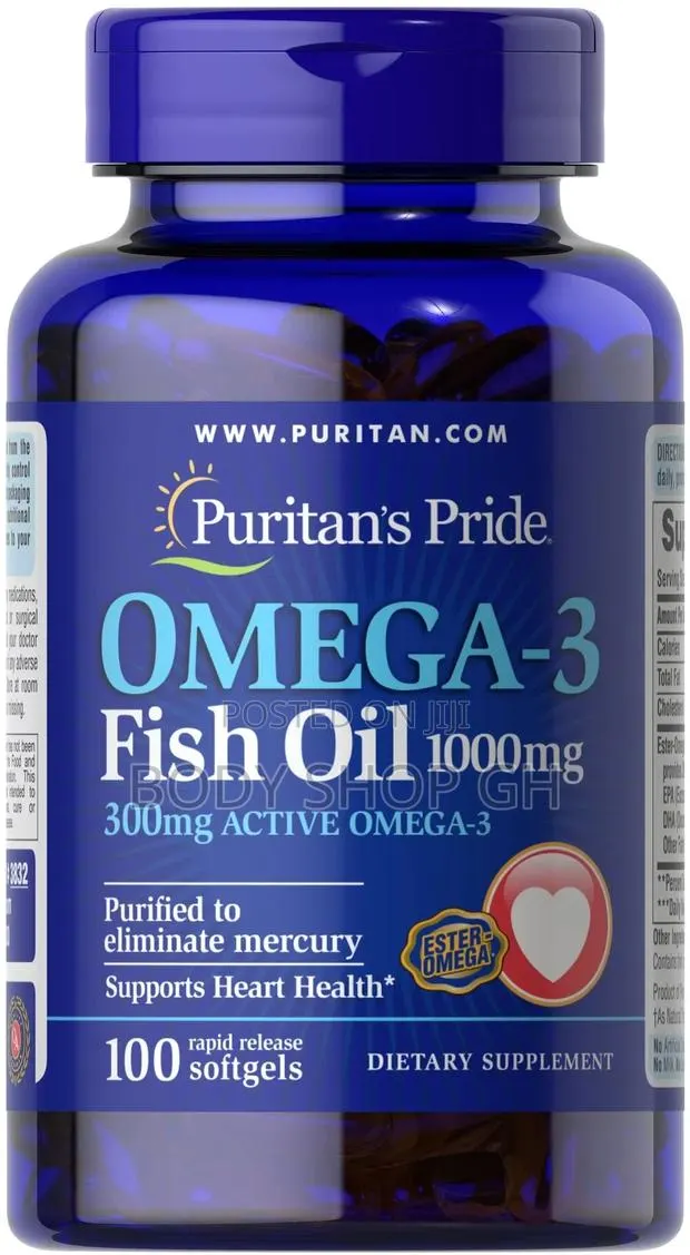 Puritans Pride OMEGA 3 Fish Oil 1000 MG / 100 Softgels · Photo 1