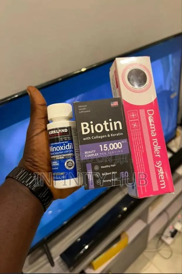 Keratin Biotin, Kirkland Minoxidil and Derma Roller · Photo 1