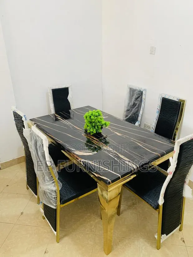 Gold Marbled Dinning Set (6 Chairs) · Photo 1