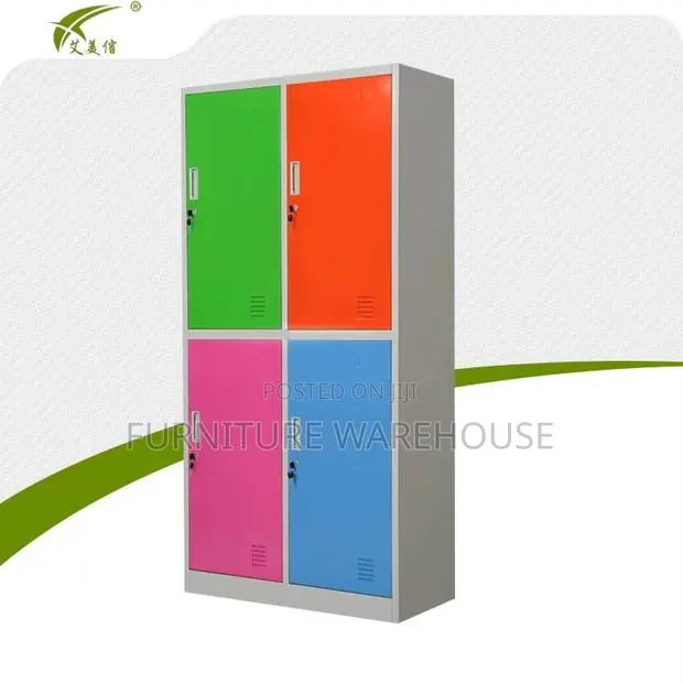 Multi-Colored 4-Door Metal Locker Cabinet · Photo 1