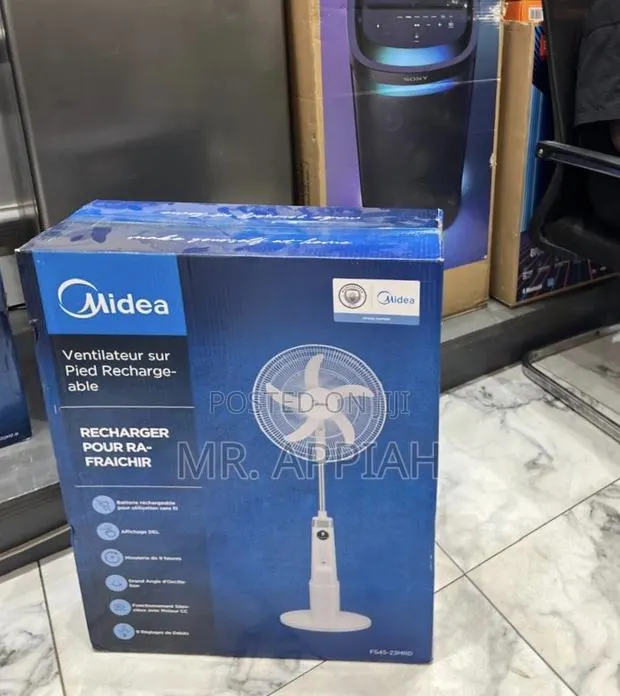 Quiet Operating Midea 18 Inches Rechargeable Standing Fan · Photo 1