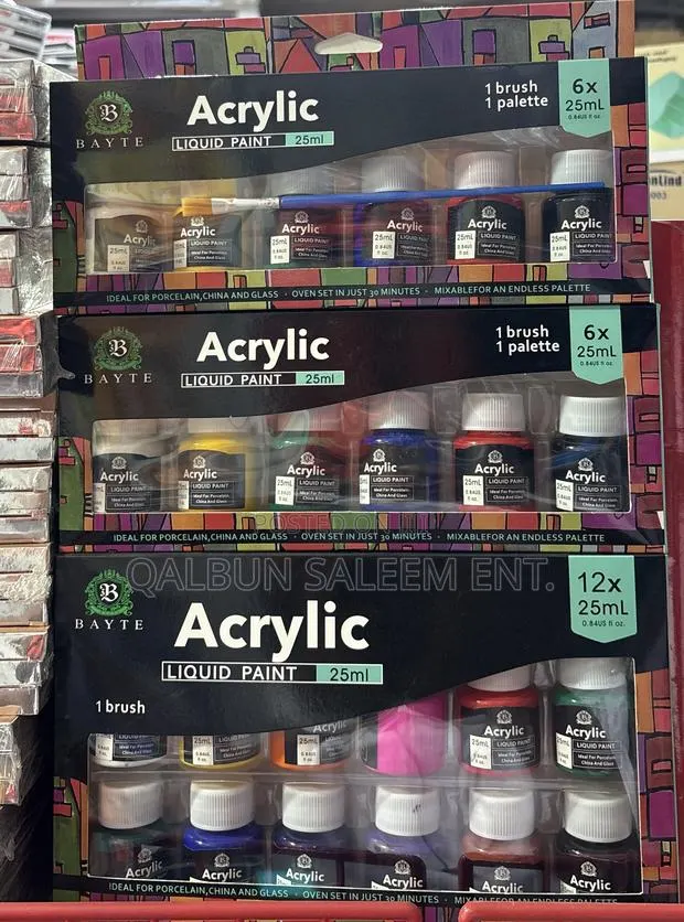 Acrylic 25ml X 6 Liquid Paint With Brush ๐ ยท Photo 1