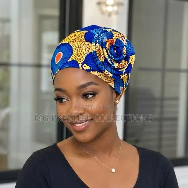 Women's African Print Floral Knot Turban Ca · Photo 1