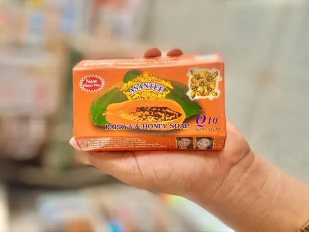 Asantee Herbal Papaya + Honey Soap With Q10, Aha, Bha Skin Whiten 125g · Photo 1
