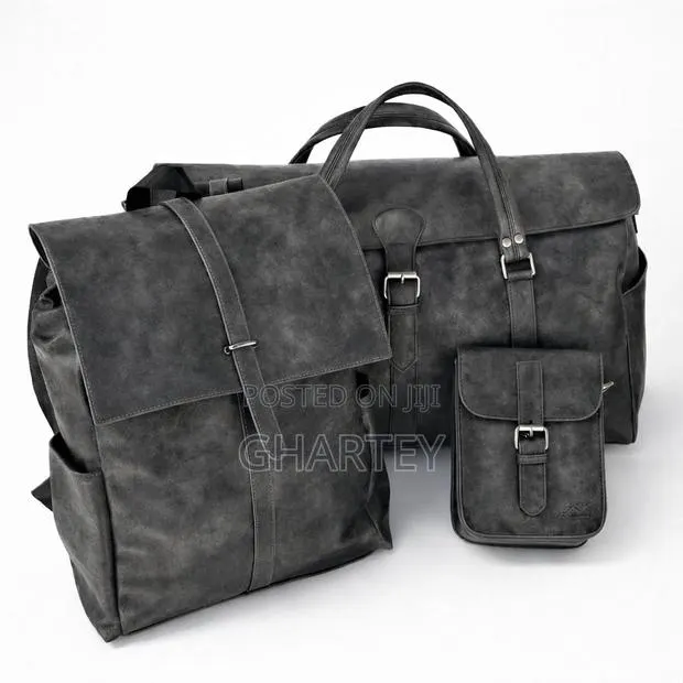 3piece Vintage Leather Travel Bag Set–Duffel,Backpack Crossbody Pouch · Photo 1
