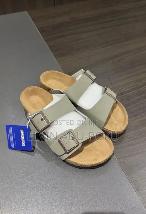 Birkenstock Arizona Birkibuc Stone Sandals. · Photo 1