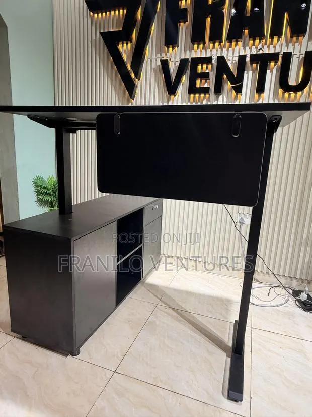 Electric Height Adjustable Desk With Storage Cabinet · Photo 1