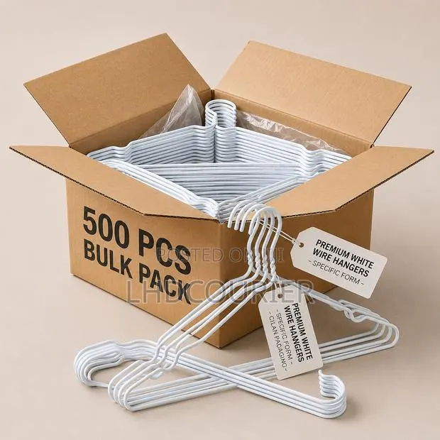 500pcs White Clothes Hangers in Box – Strong Durable · Photo 1
