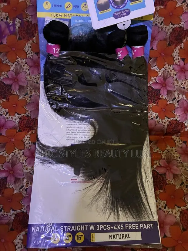 Virgin Remy Human Hair Melt Blue Natural Straight 3pcs · Photo 1