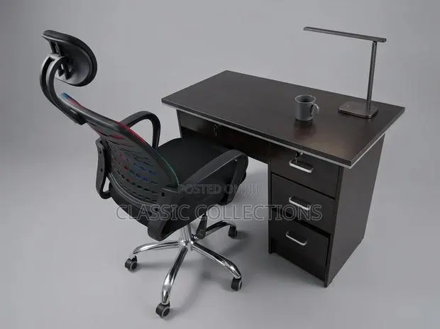 1.2m Executive Desk With 3Drawer Storage & Ergonomic Mesh Swivel Chair · Photo 1