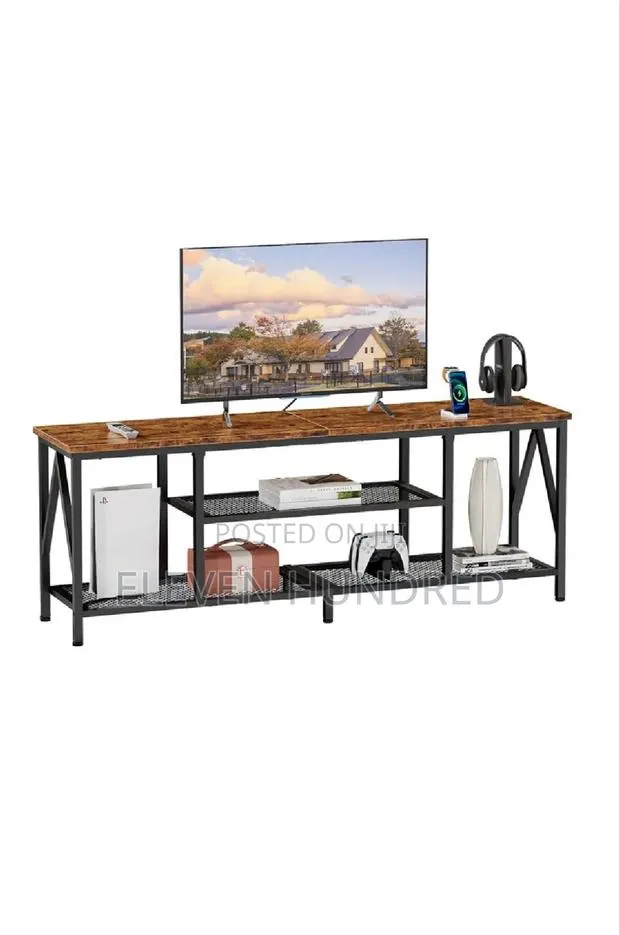 Tv Stand Brown (Antique) With Metal · Photo 1