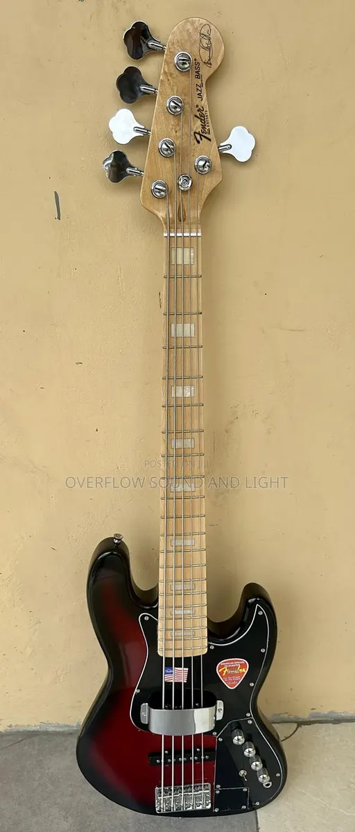 Fender Active 5-String Jazz Bass Guitar (Red—Black ). · Photo 1