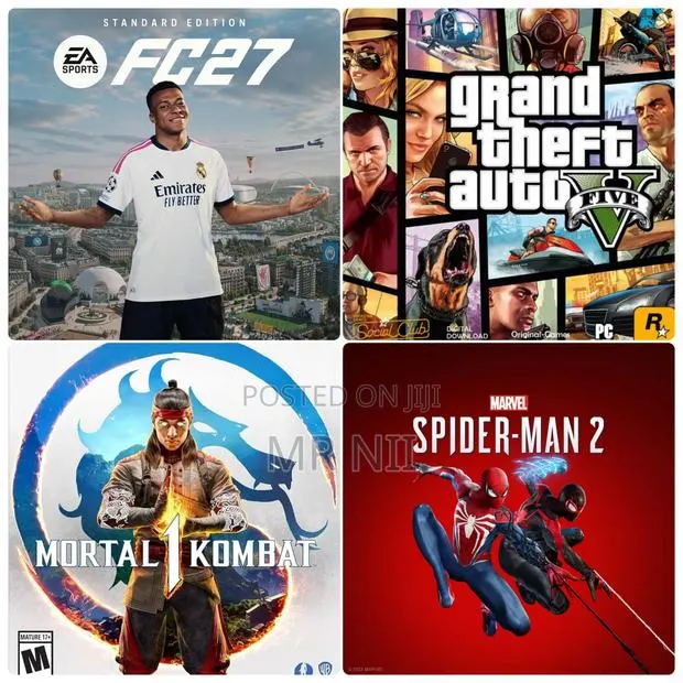 (NOT CD) Fc 27 + Mk 1 + Spiderman 2 + Gta v Offline Bundle for Ps5