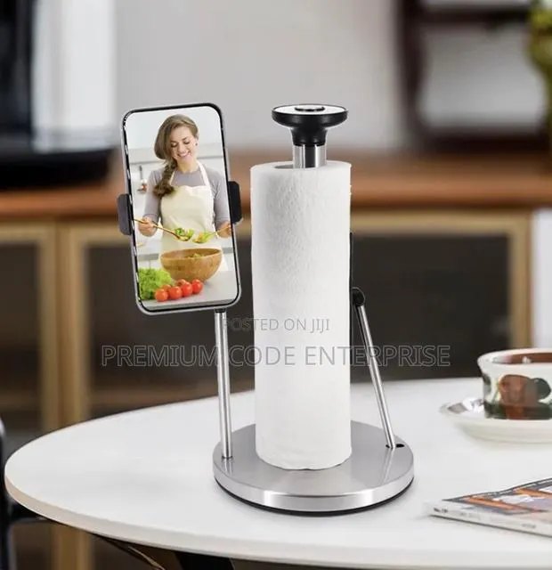Jumbo Tissue Holder With Phone Shelf Stainless Steel · Photo 1