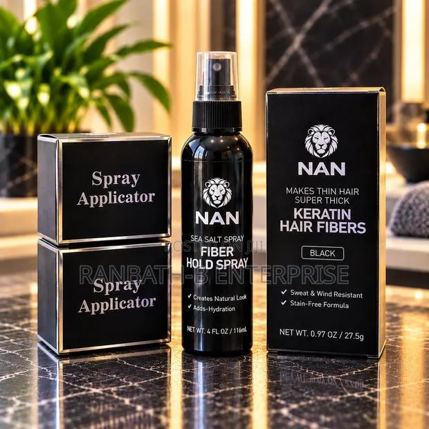 NAN Premium Hair Fibre Complete Kit – Black | Keratin Fibers