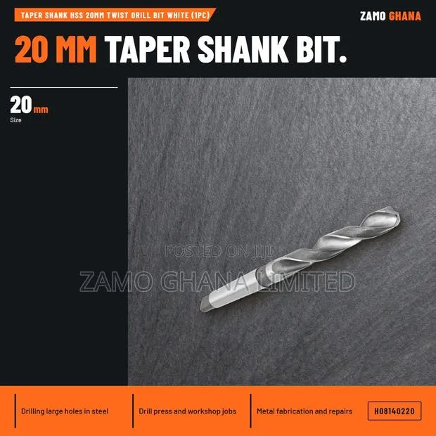 Taper Shank HSS 20Mm Twist Drill Bit White (1Pc) - H · Photo 1