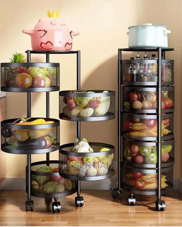 Rotating Storage Shelf Round Baskets Rack 5 Tier Metal · Photo 1